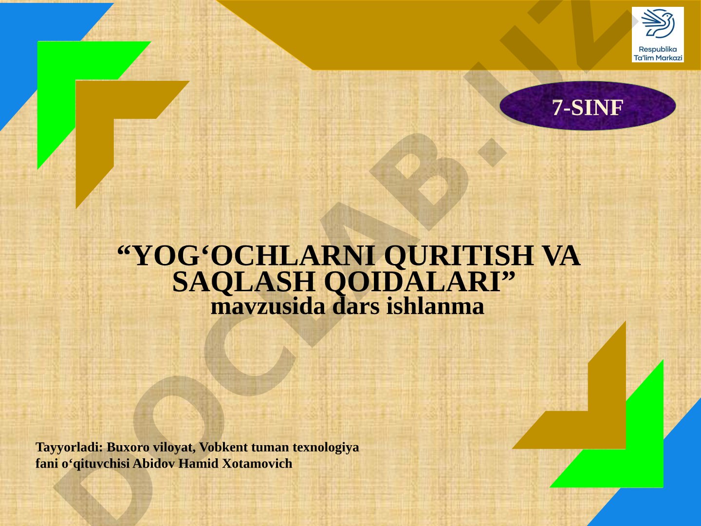 Yog'ochlarni quritish va saqlash qoidalari