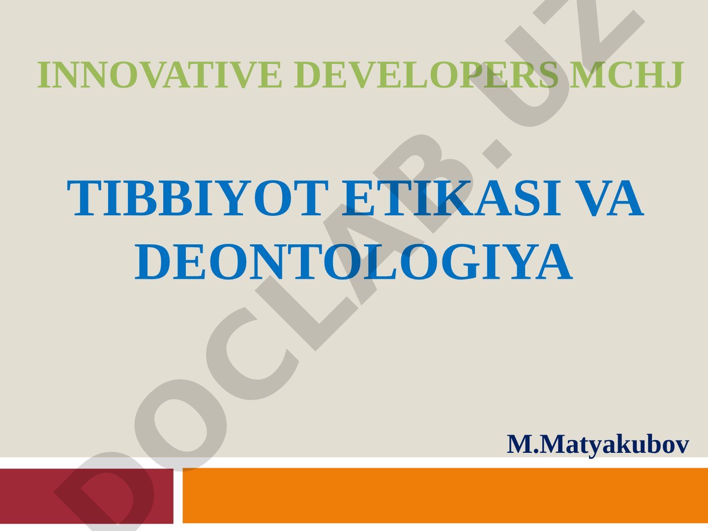 Tibbiyot etikasi va deontologiya