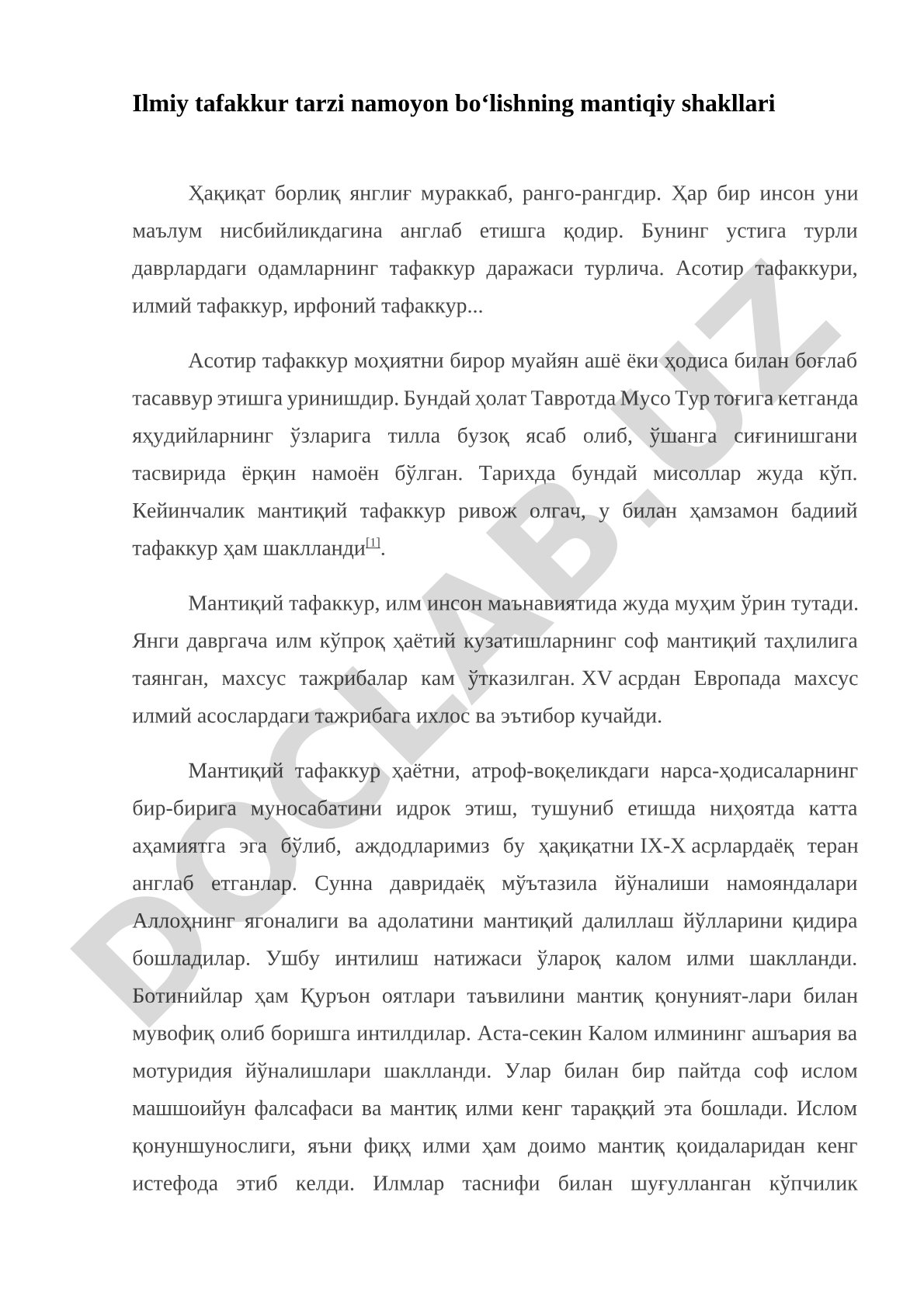 Ilmiy tafakkur tarzi namoyon bo‘lishning mantiqiy shakllari