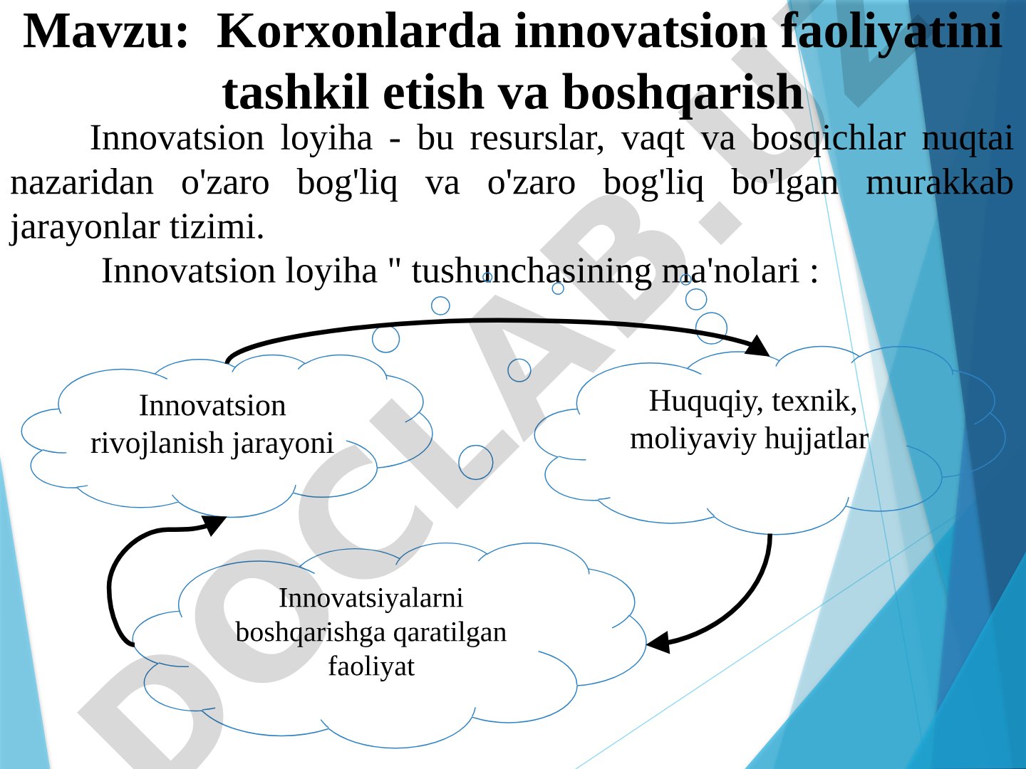 Korxonlarda innovatsion faoliyatini tashkil etish va boshqarish