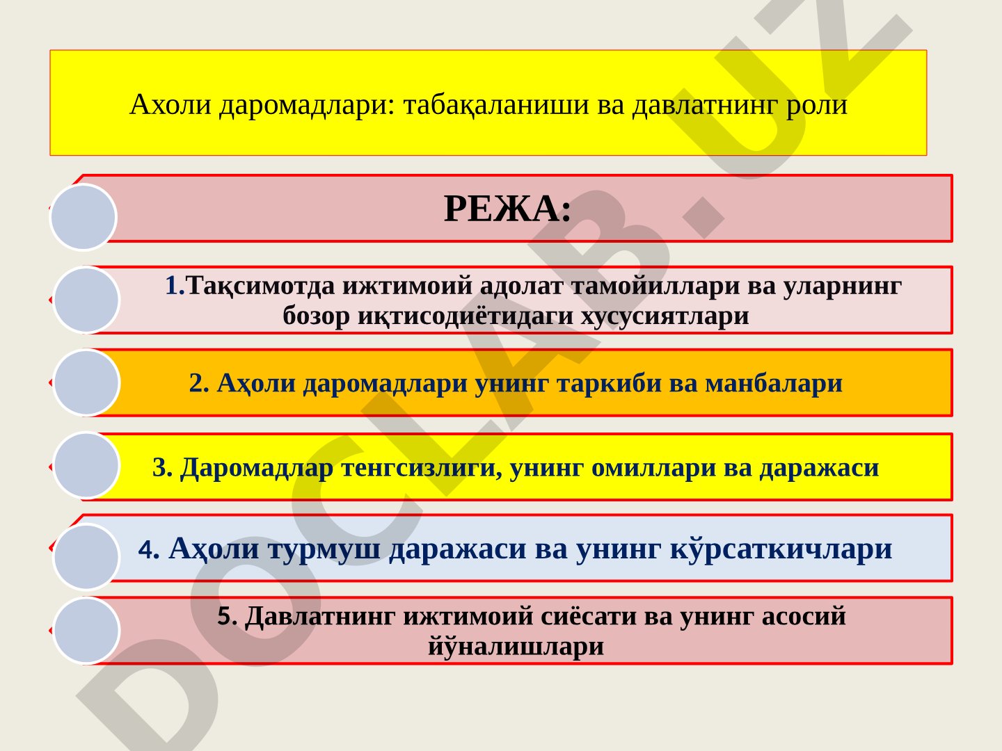 Ахоли даромадлари: табақаланиши ва давлатнинг роли