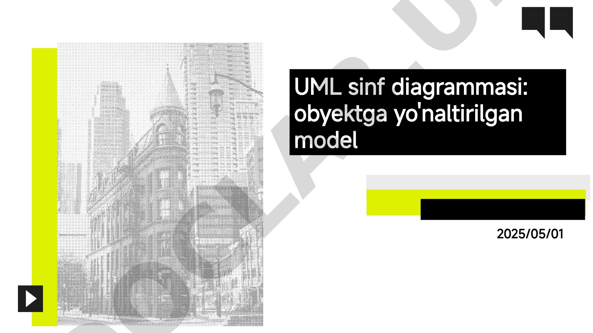 UML sinf diagrammasi: obyektga yo'naltirilgan model