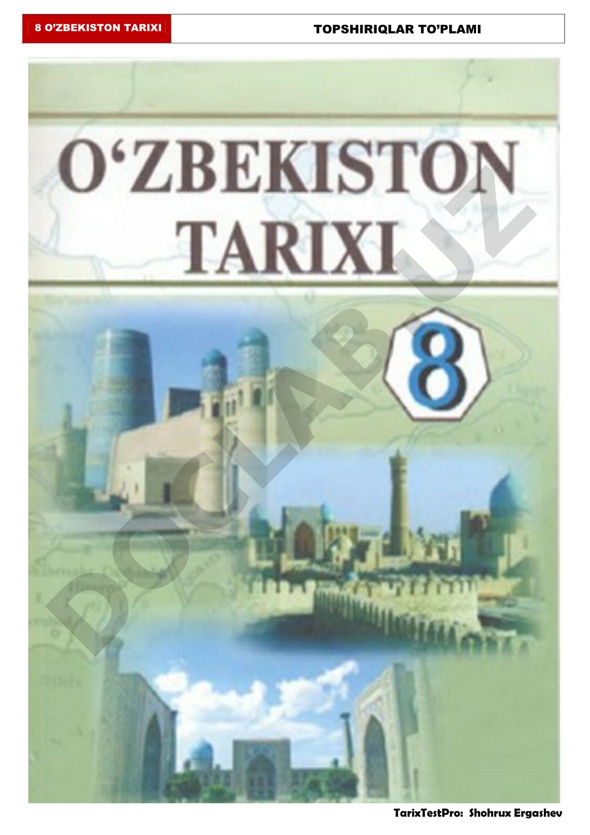 O'zbekiston tarixi topshiriqlar to'plami