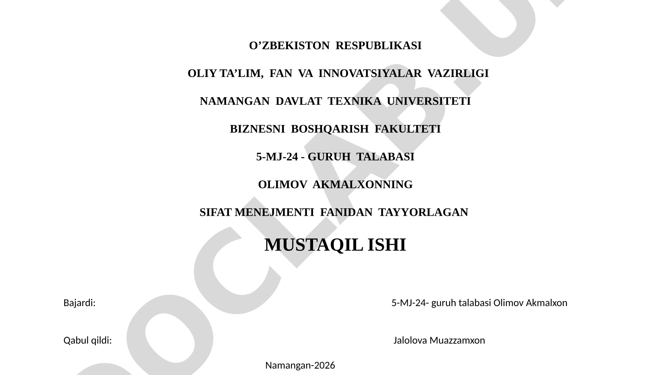 Xalqaro Standartlar Sifat, ishonchlilik va innovatsiya uchun global mezonlar