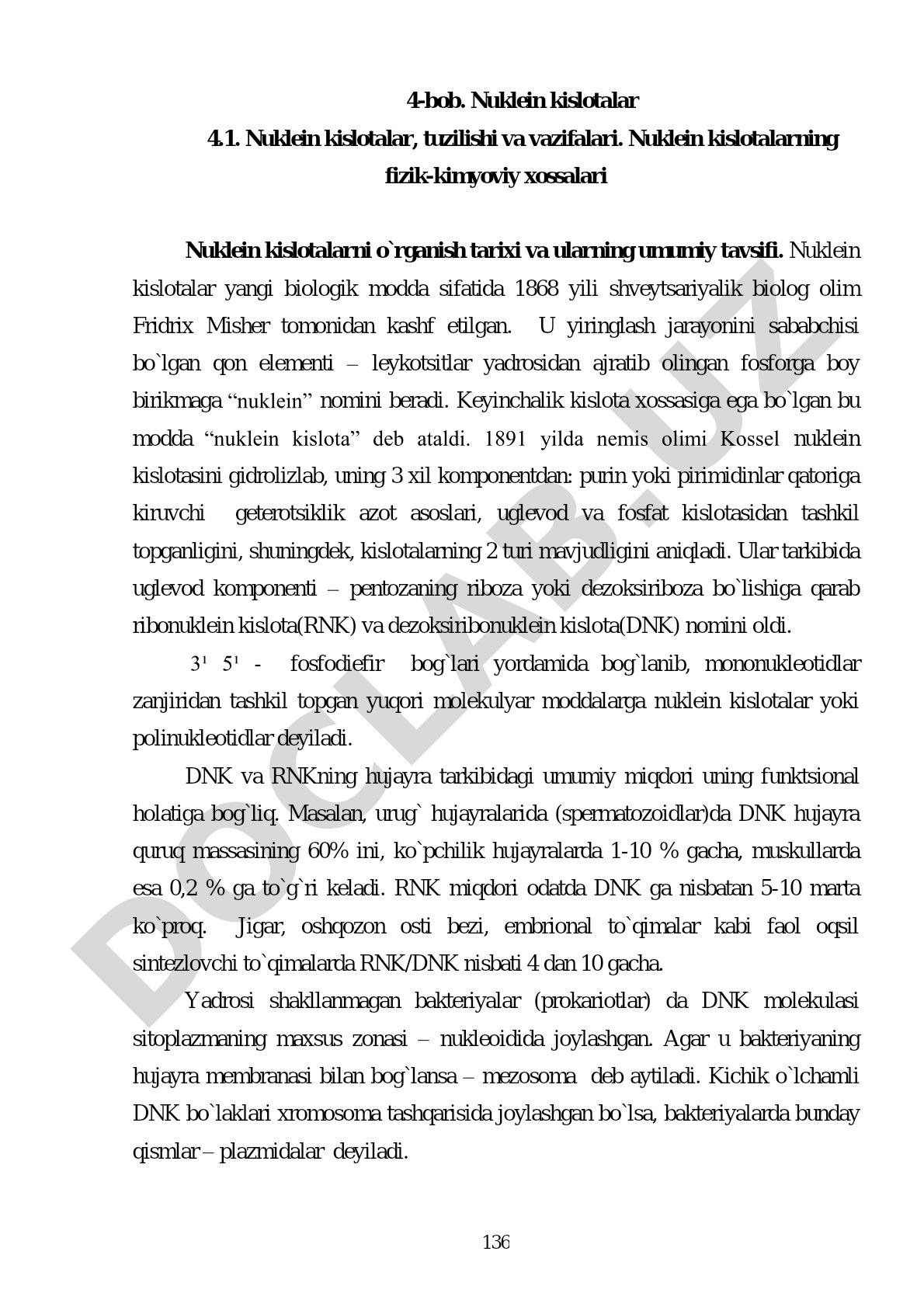 Nuklein kislotalar: tuzilishi va vazifalari