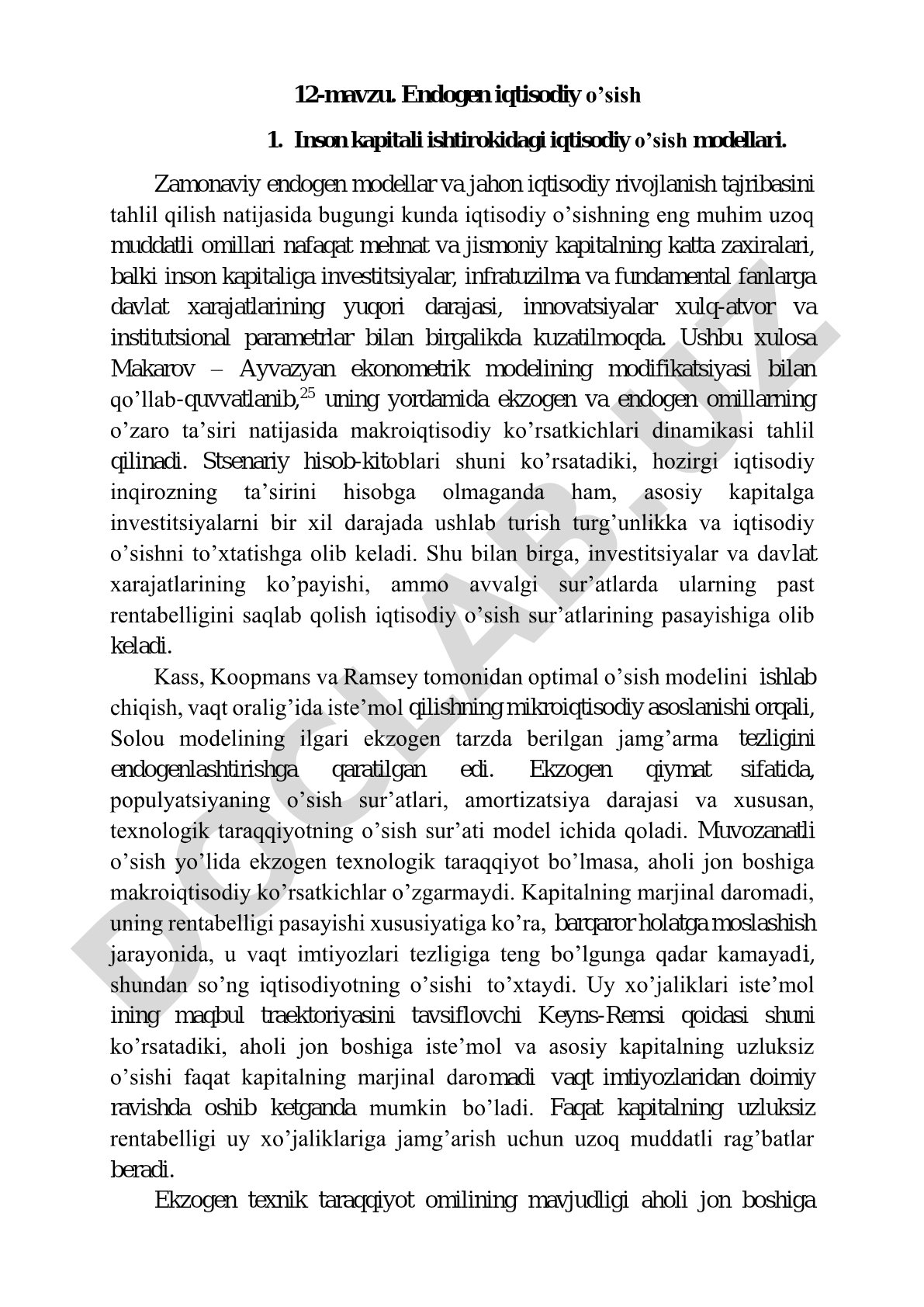 Endogen iqtisodiy o’sish