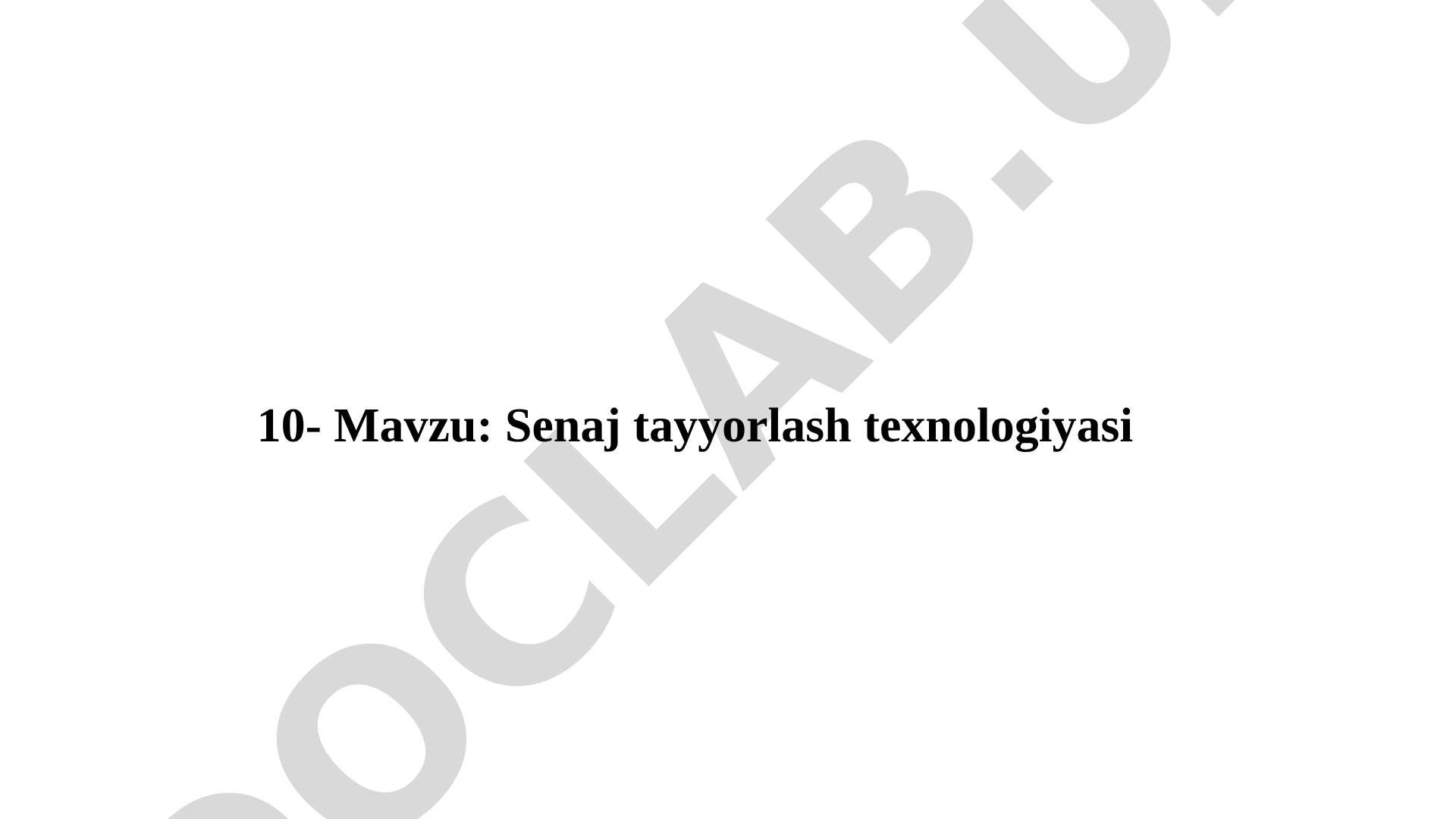 Senaj tayyorlash texnologiyasi
