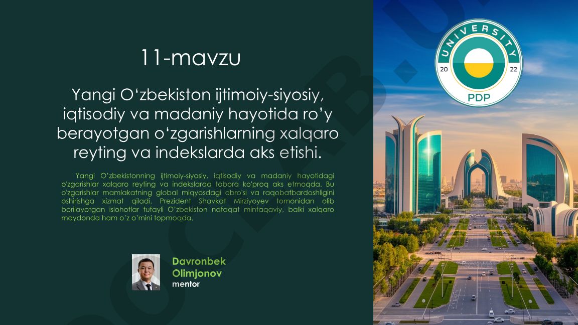 Yangi O‘zbekistonning xalqaro reyting va indekslarda aks etishi
