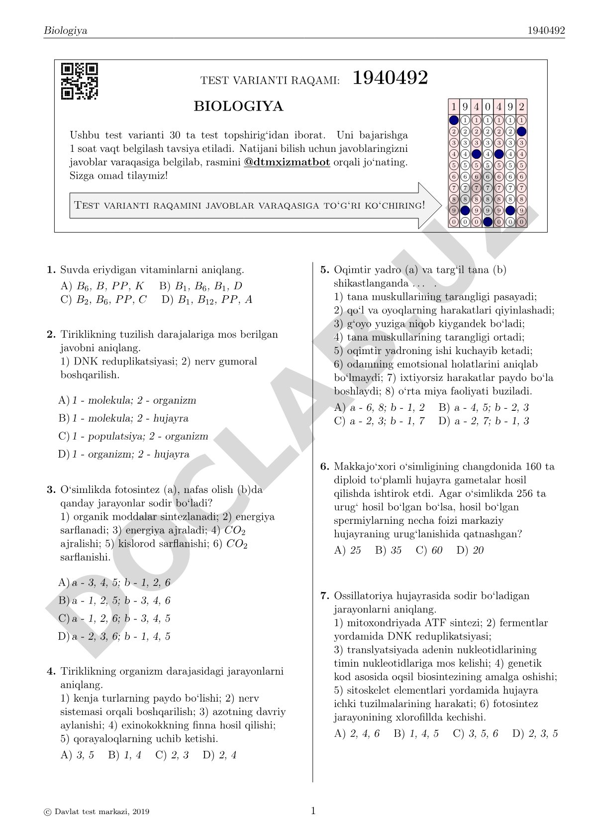 Biologiya test varianti 1940492