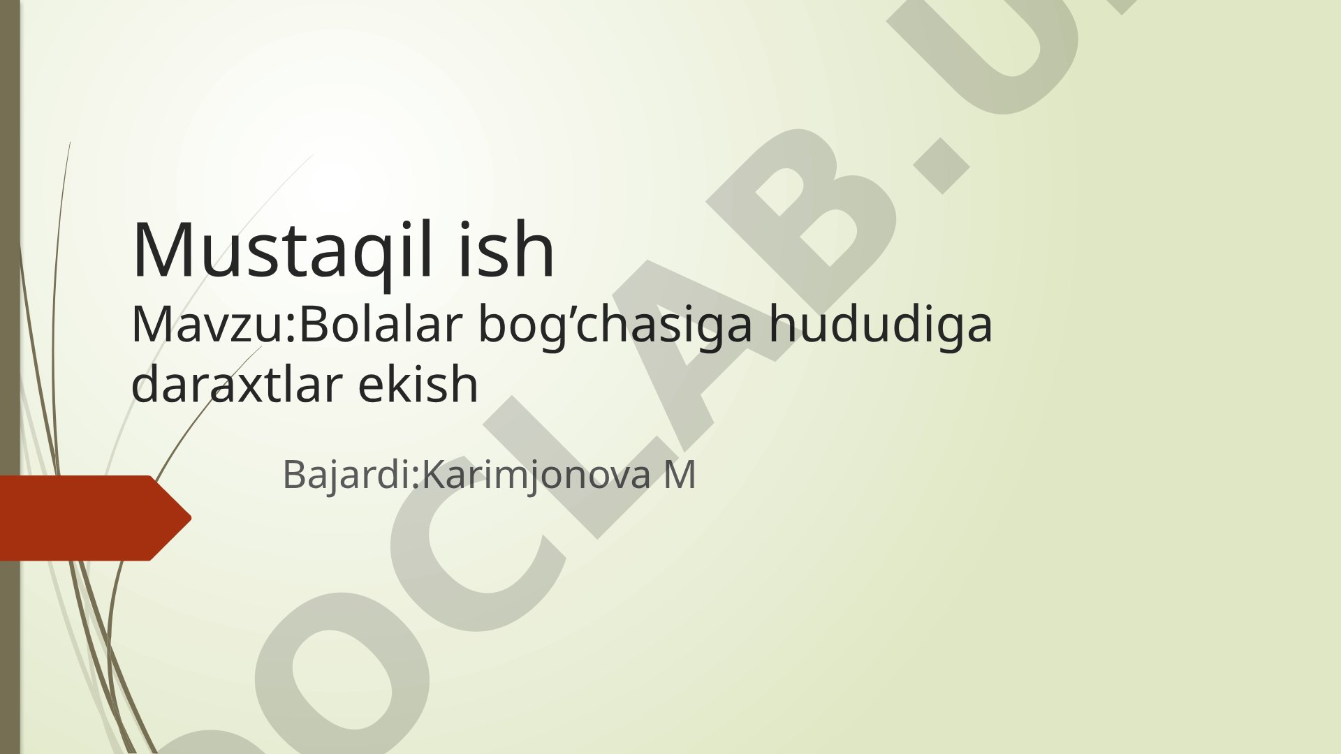 Bolalar bog'chasiga hududiga daraxtlar ekish