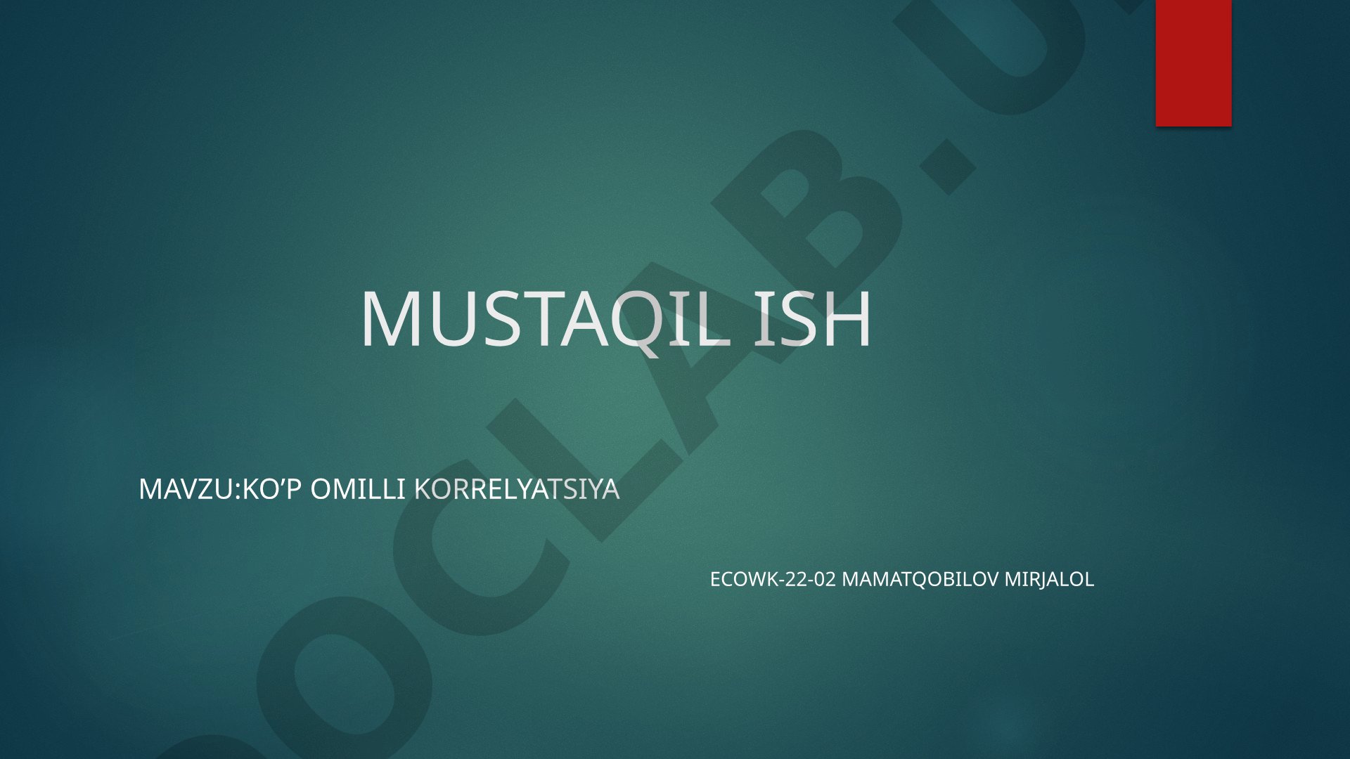 Korrelyatsiya koeffitsienti tushunchasi, hisoblash formulasi va qiymatlarini izohlash