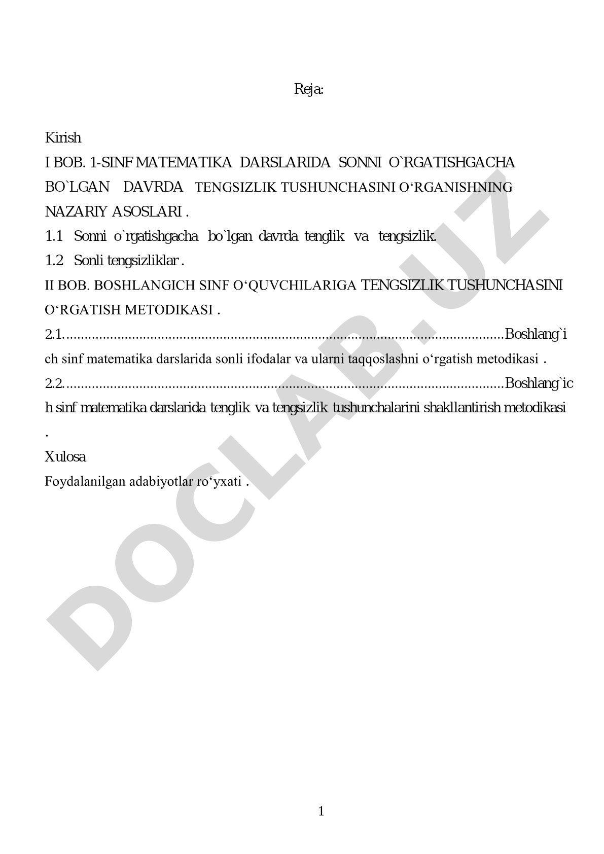Boshlang'ich sinf matematika darslarida tengsizlik tushunchasini o'rgatish metodikasi