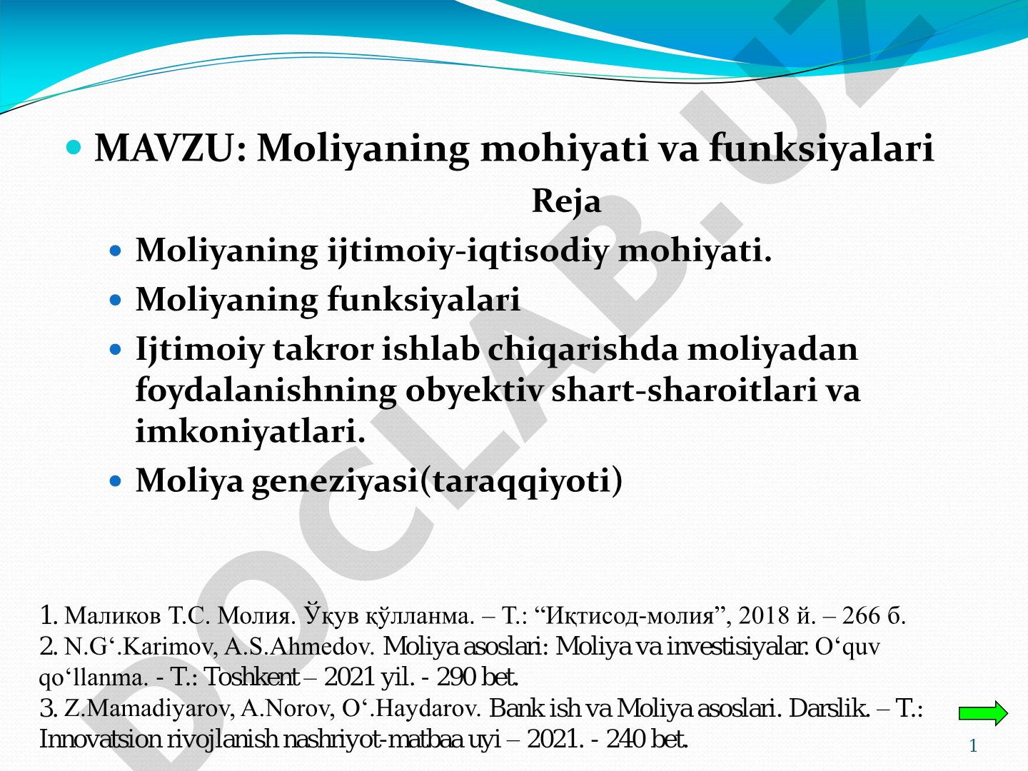 Moliyaning mohiyati va funksiyalari