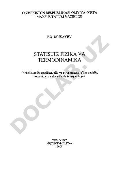 Statistik fizika va termodinamika
