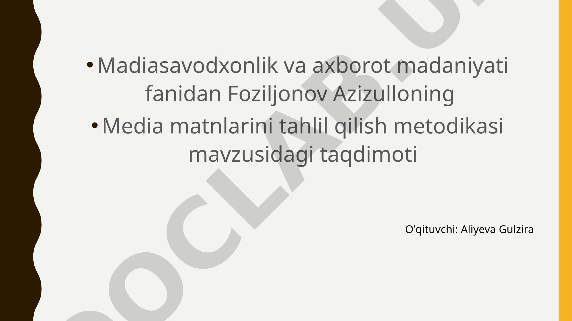 Media matnlarini tahlil qilish metodikasi