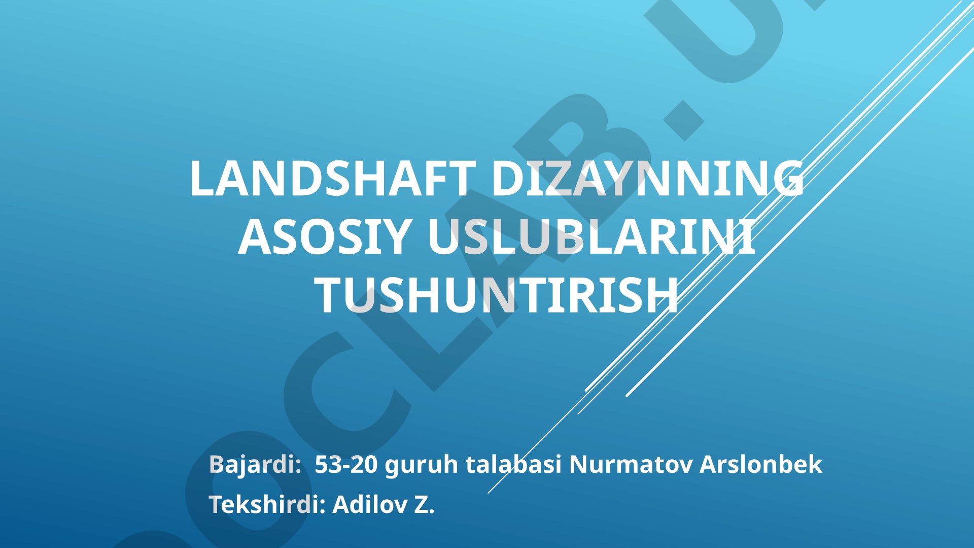 Landshaft dizaynning asosiy uslublarini tushuntirish