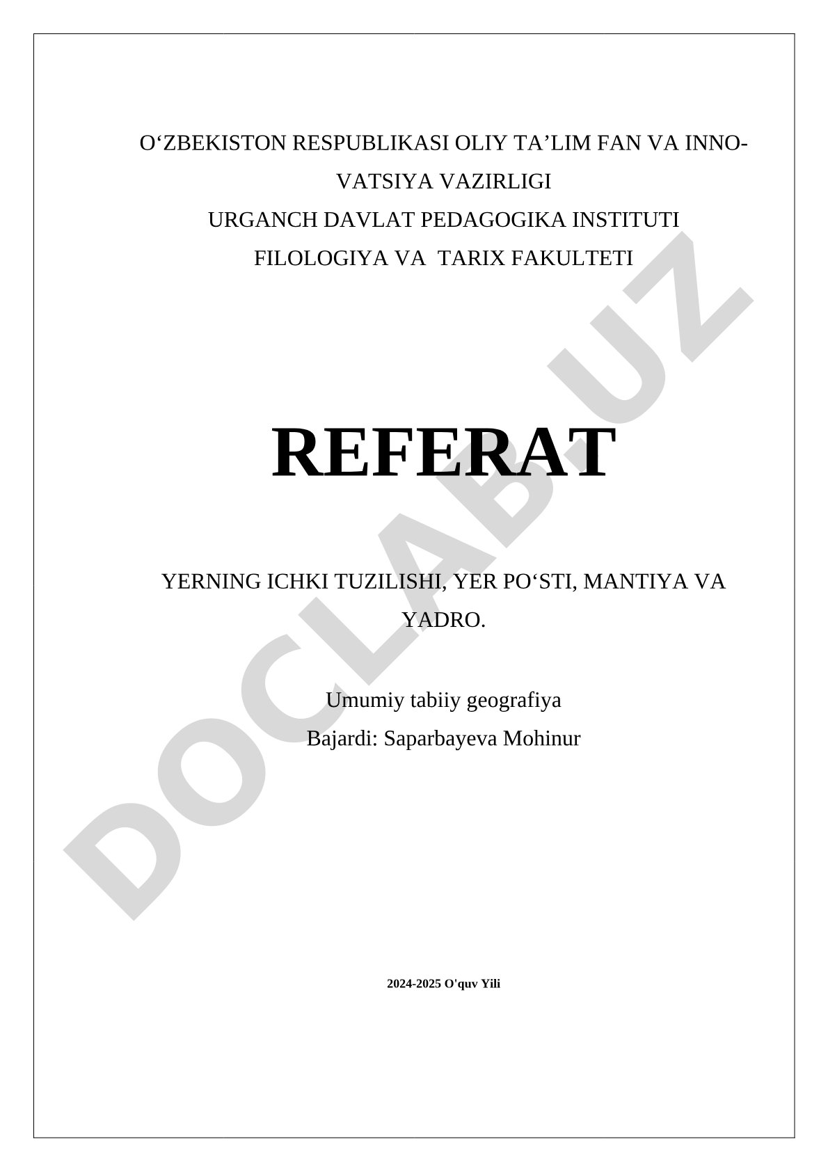 Yerning ichki tuzilishi, yer poʻsti, mantiya va yadro