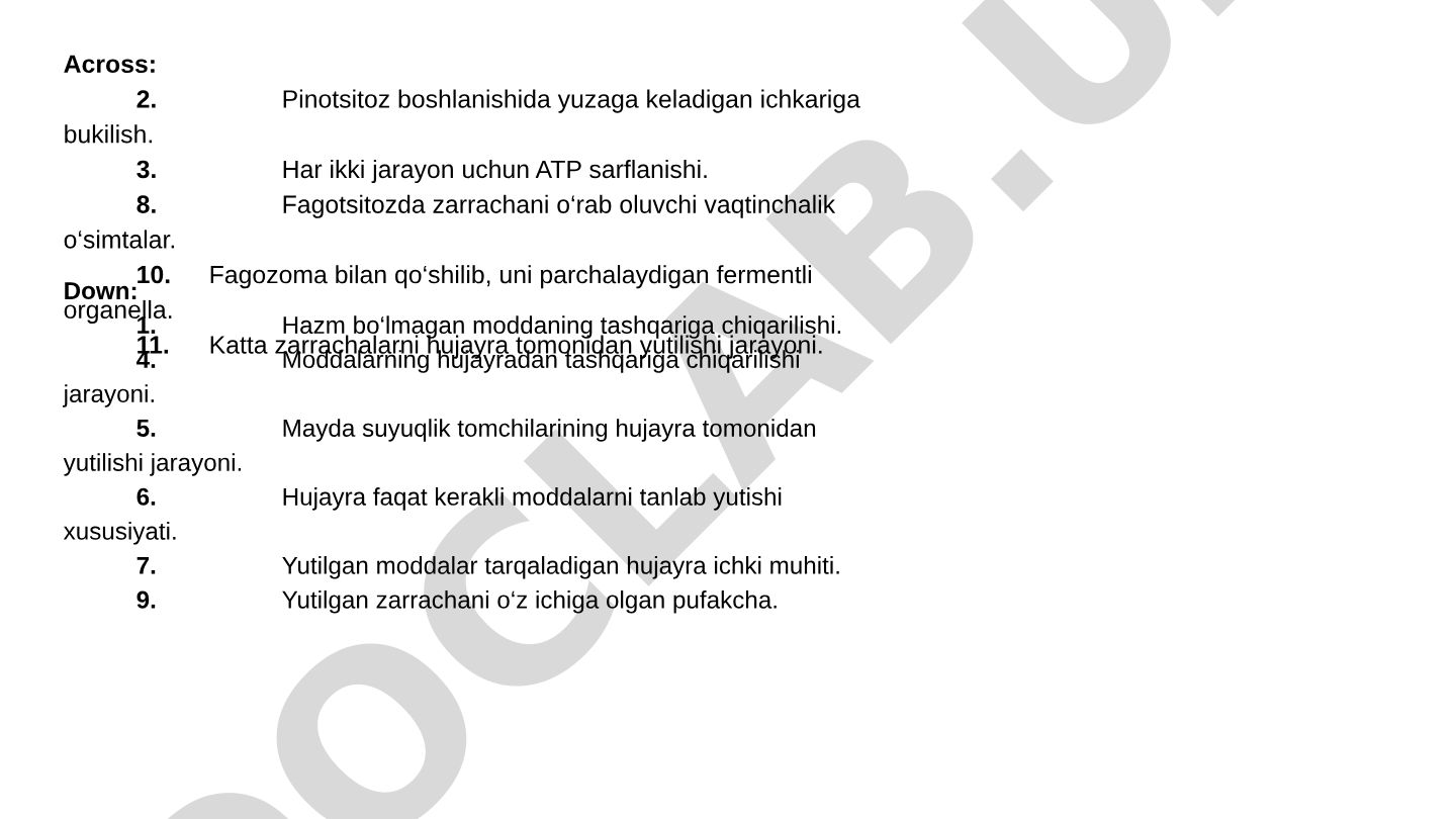 Hujayra transporti va endotsitoz jarayonlari