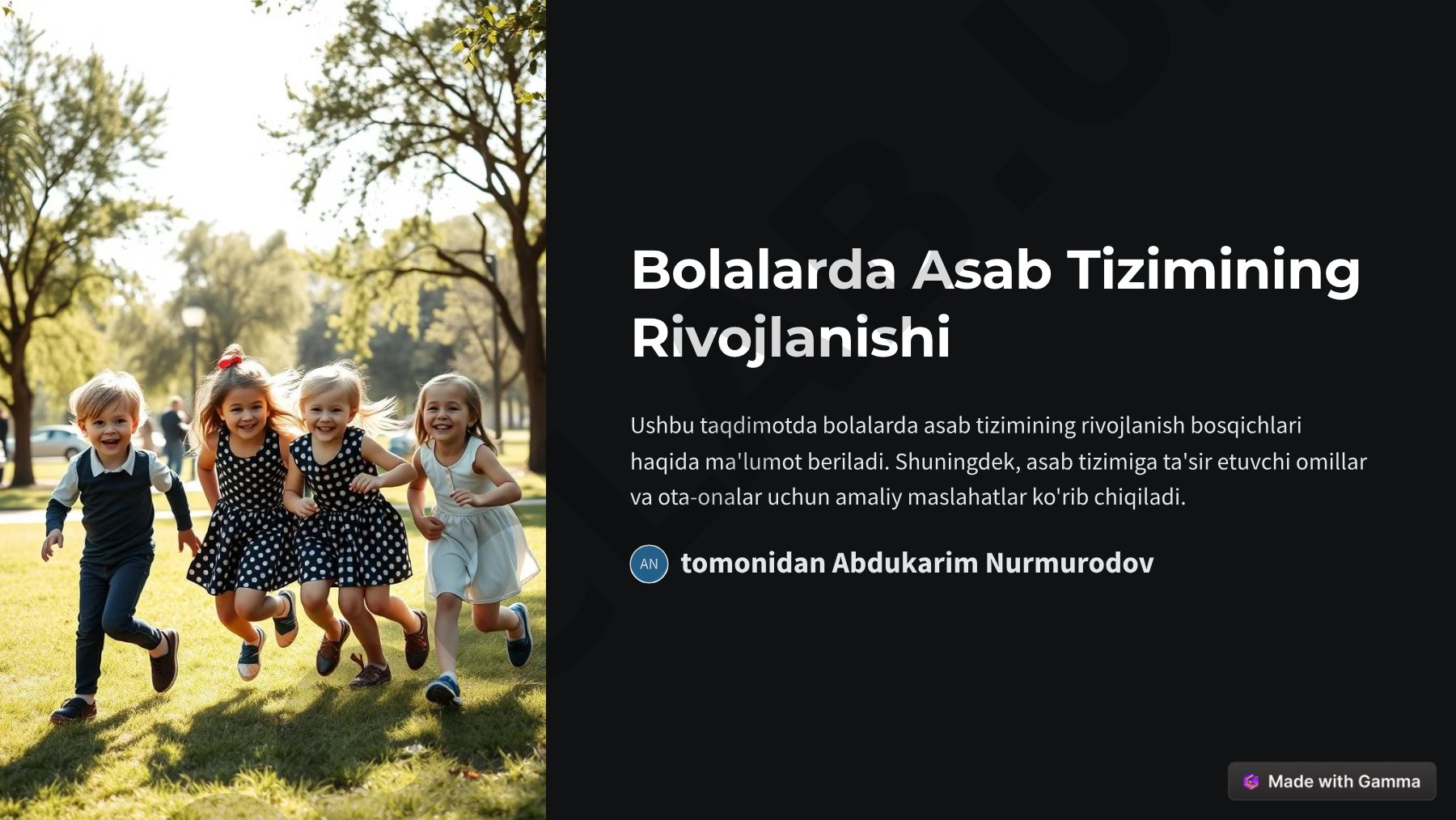 Bolalarda Asab Tizimining Rivojlanishi