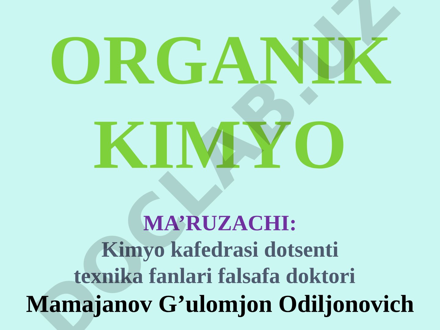 Organik kimyo fanidan ma'ruza va amaliy mashg'ulotlar mavzulari, VI semestr