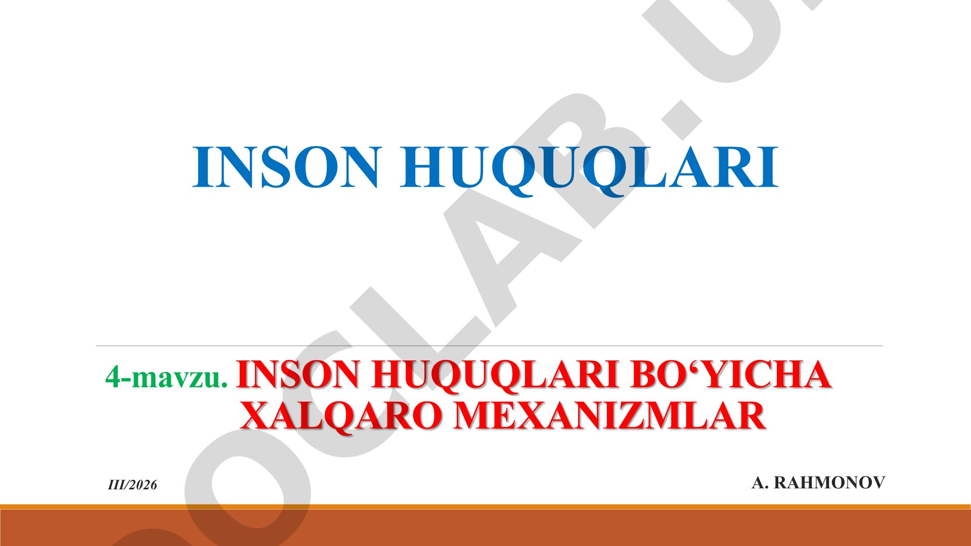 Inson huquqlari bo‘yicha xalqaro mexanizmlar