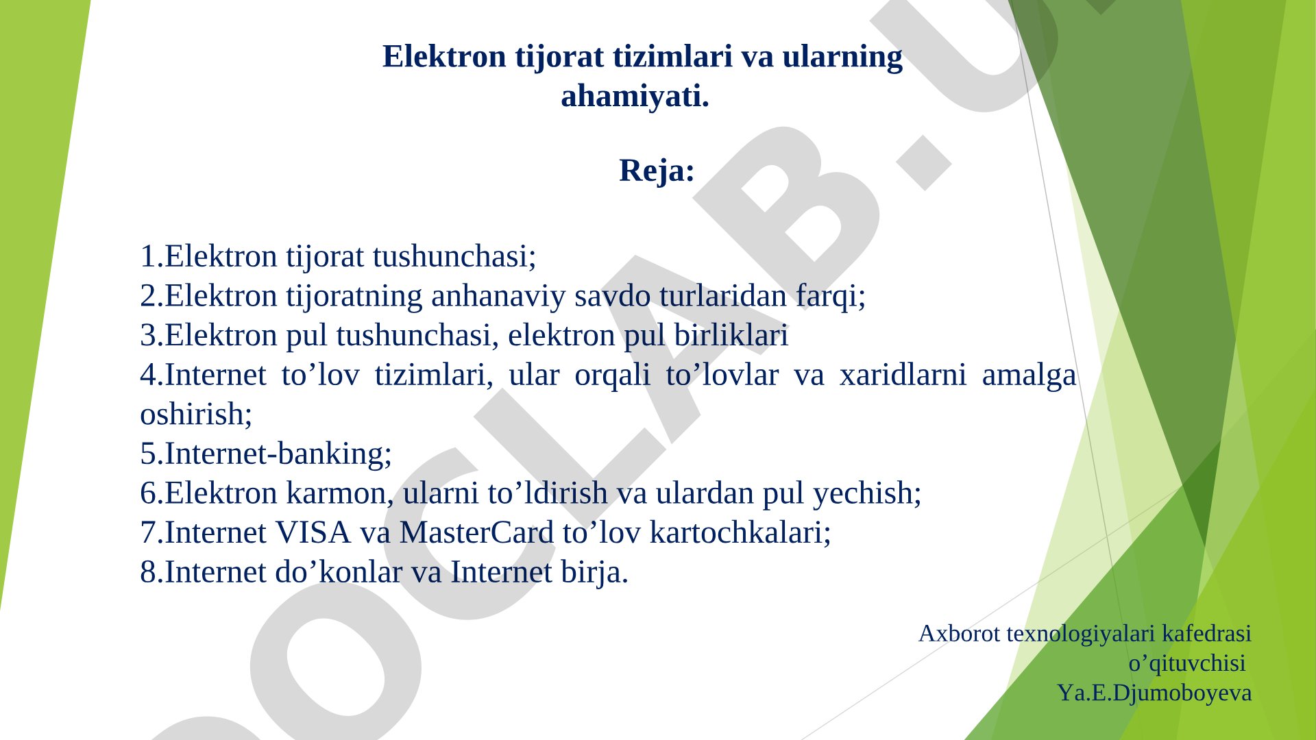 Elektron tijorat tizimlari va ularning ahamiyati