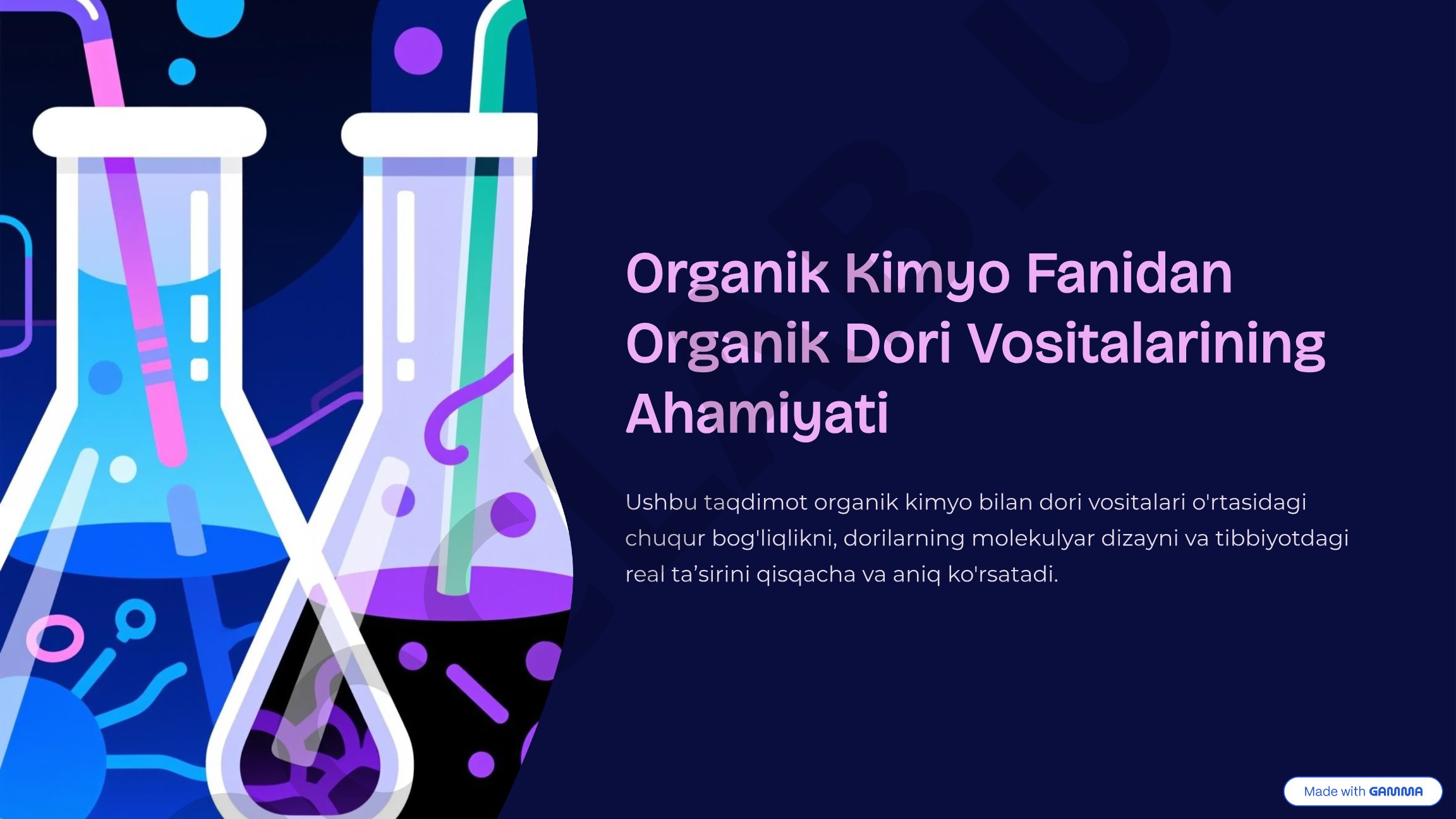 Organik Kimyo Fanidan Organik Dori Vositalarining Ahamiyati