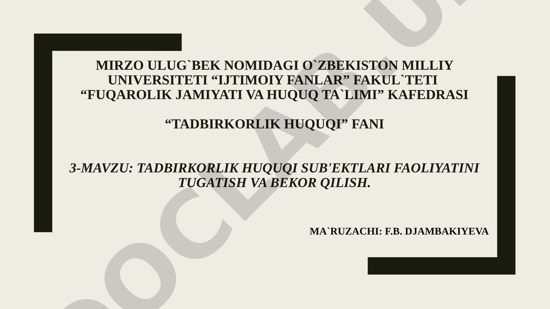Tadbirkorlik huquqi sub'ektlari faoliyatini tugatish va bekor qilish