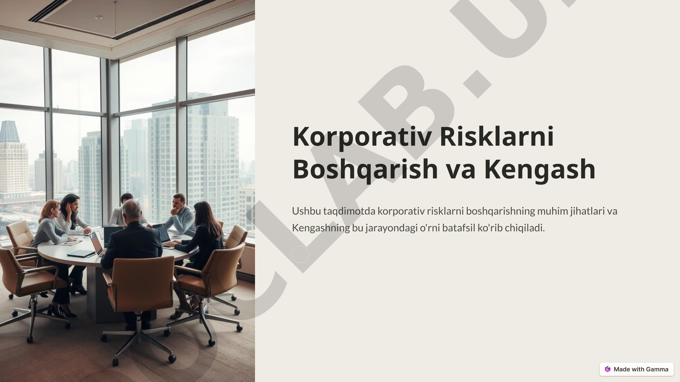 Korporativ Risklarni Boshqarish va Kengashning O'rni