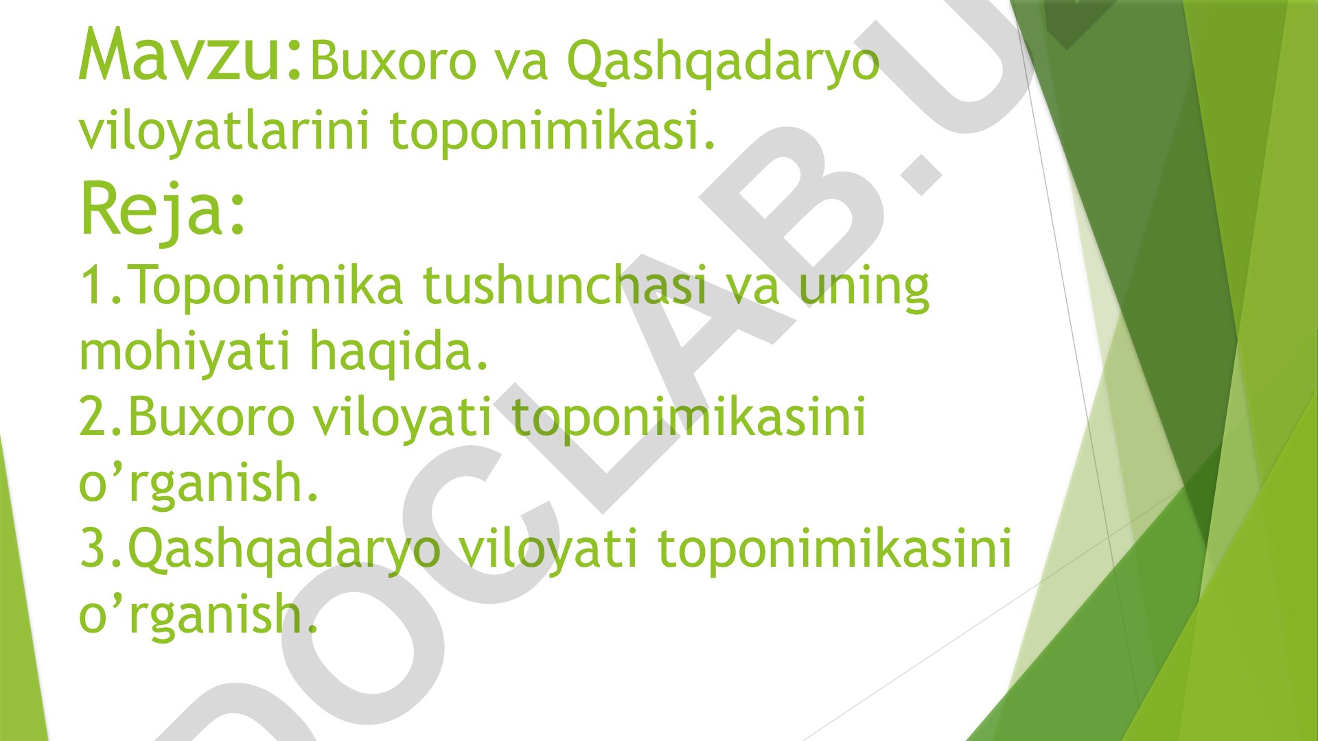 Buxoro va Qashqadaryo viloyatlarini toponimikasi