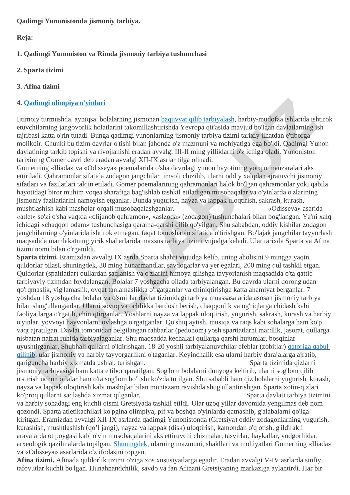 Qadimgi Yunonistonda jismoniy tarbiya