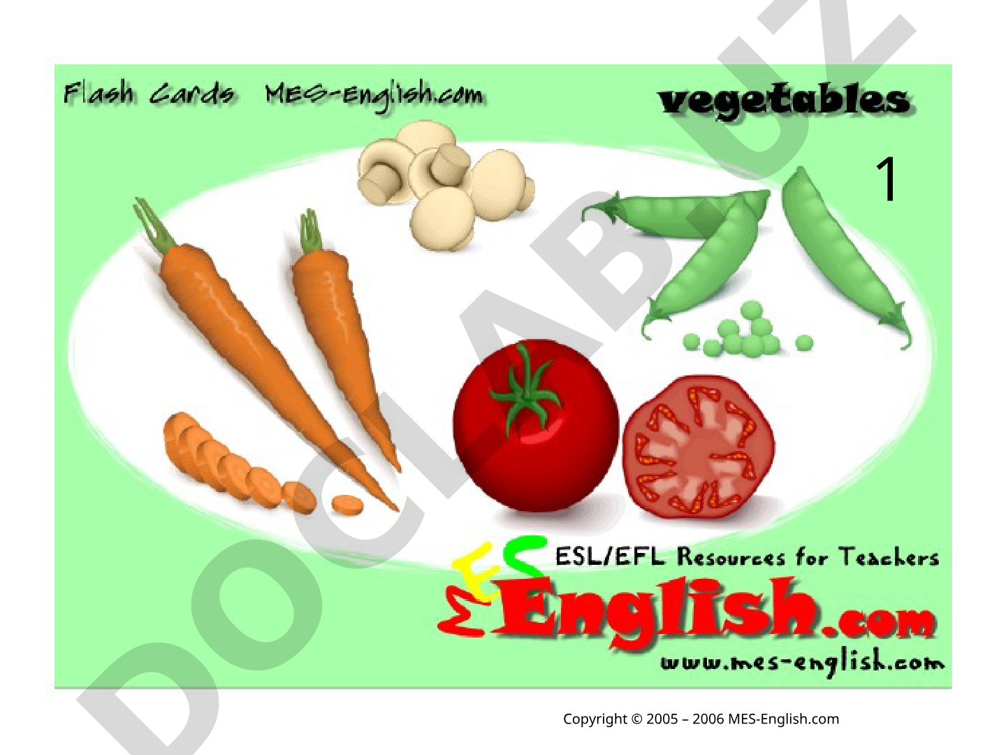 Vegetable Vocabulary List