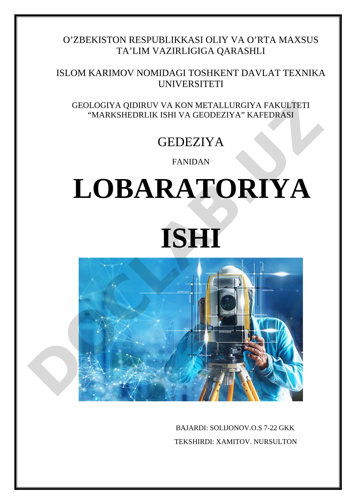 2T2 TEODOLITNING TUZILISHINI O'RGANISH