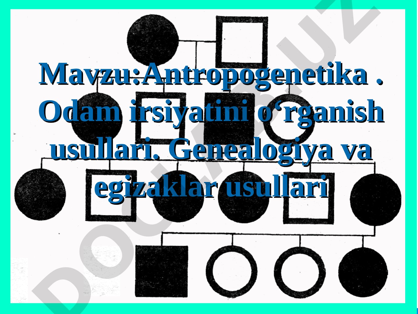 Antropogenetika. Odam irsiyatini o‘rganish usullari. Genealogiya va egizaklar usullari