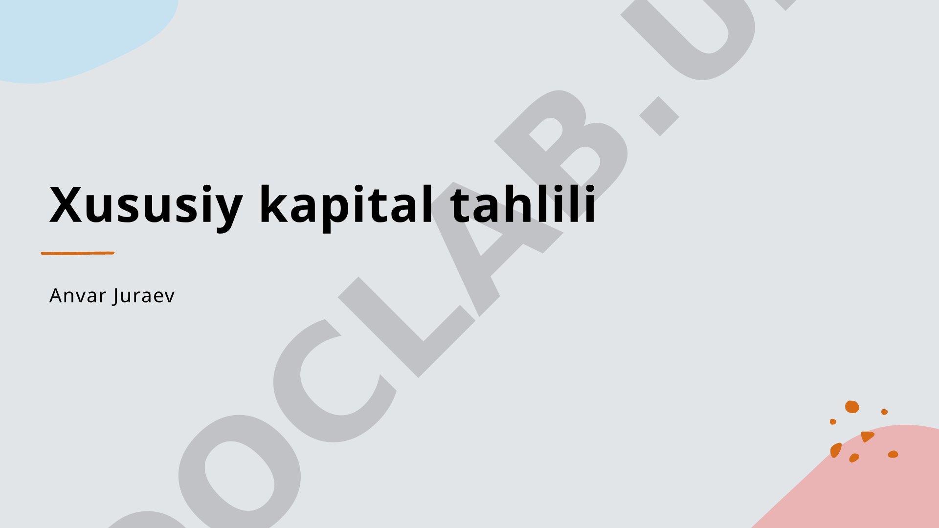 Xususiy kapital tahlili