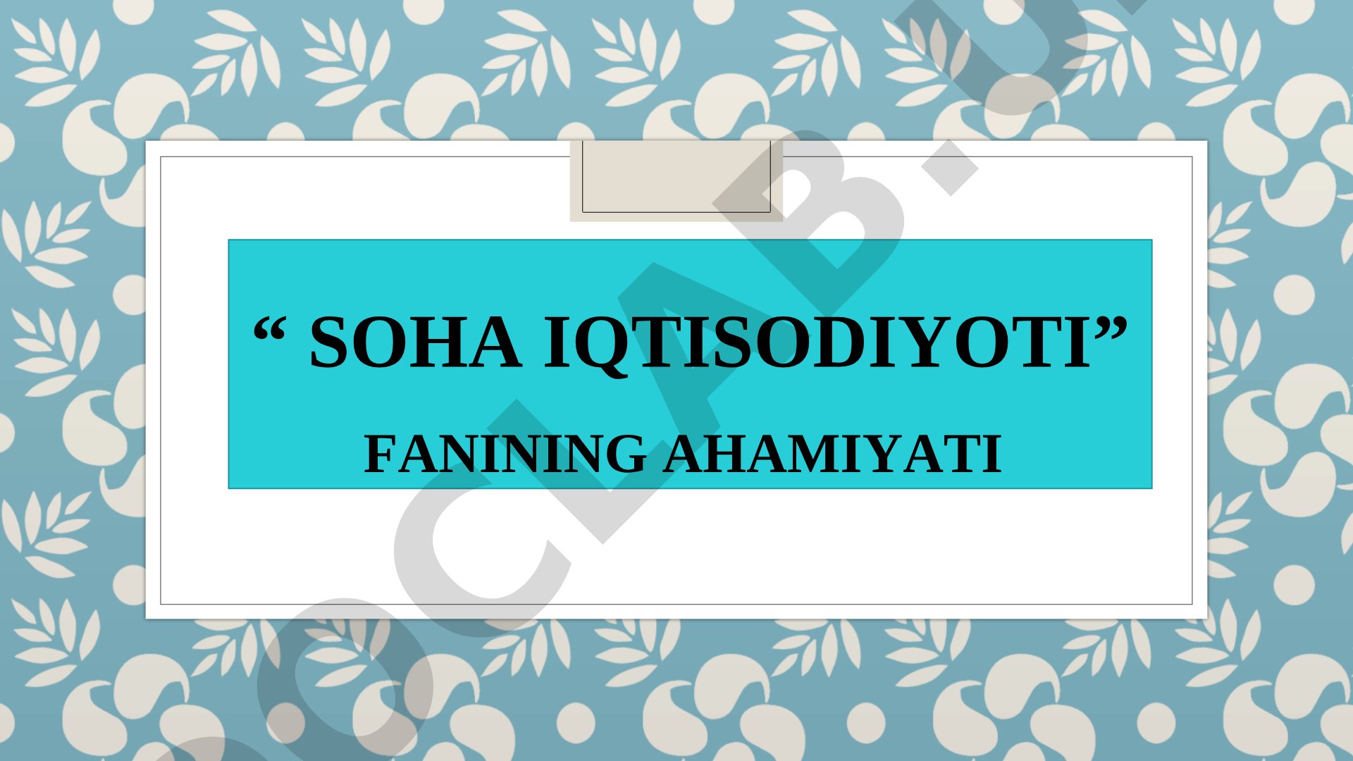 Soha iqtisodiyoti fanining ahamiyati