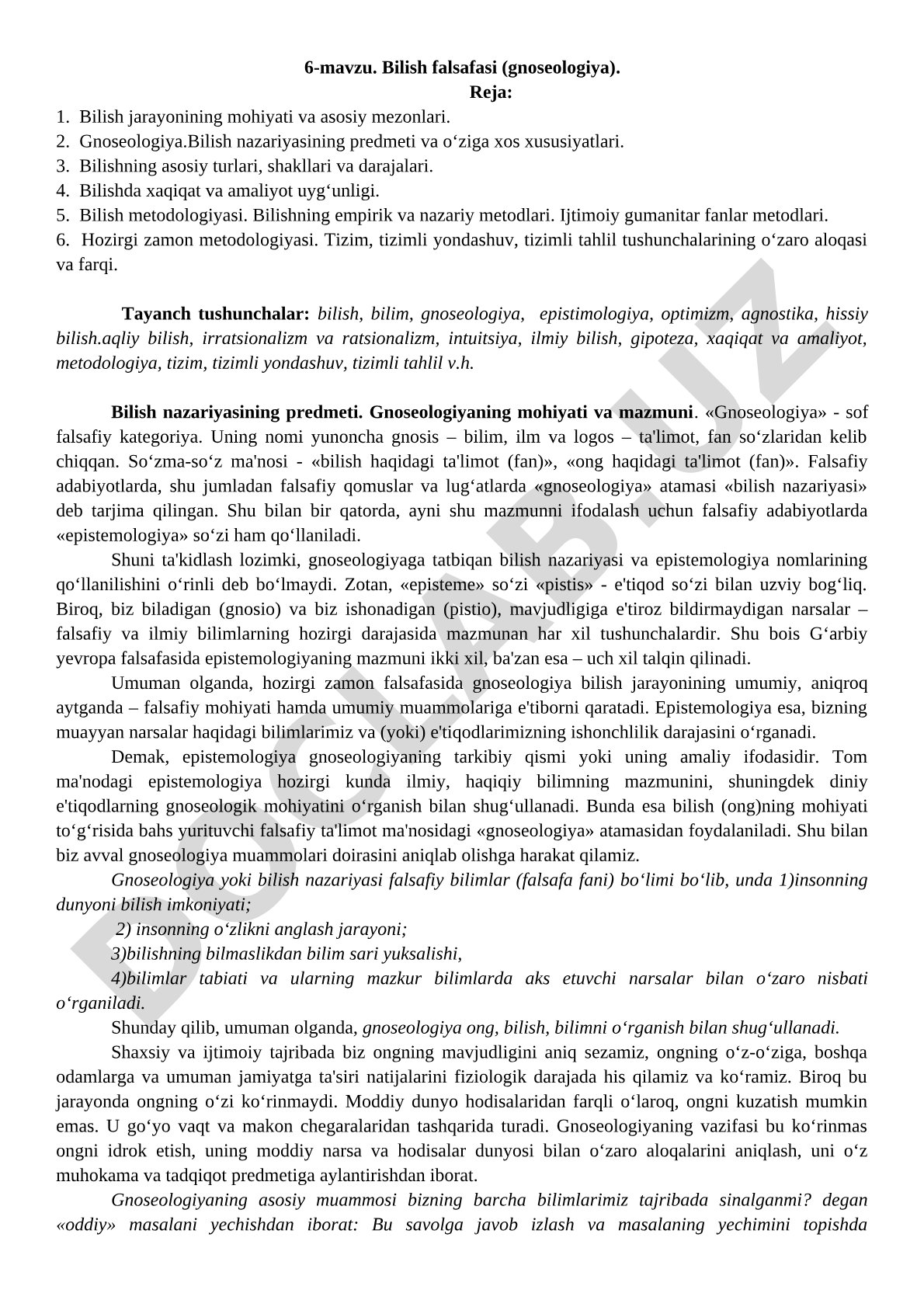 Bilish falsafasi (gnoseologiya)