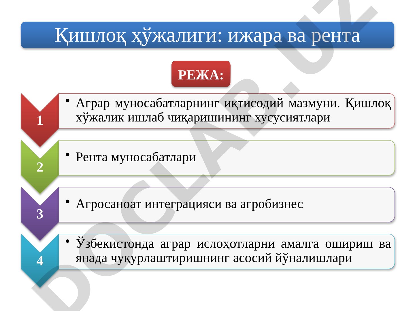 Қишлоқ хўжалиги: ижара ва рента