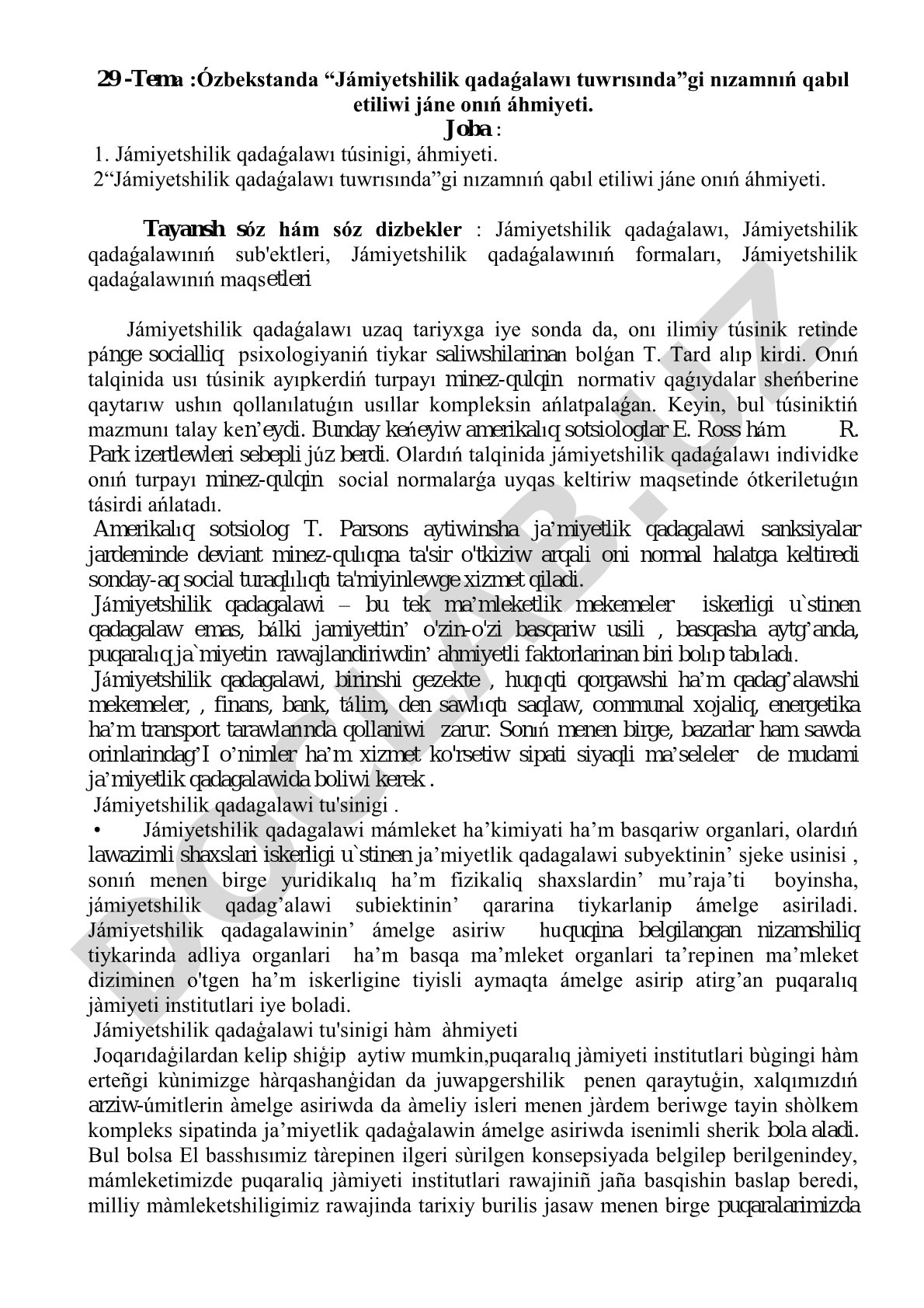 Ózbekstanda “Jámiyetshilik qadaǵalawı tuwrısında”gi nızamnıń qabıl etiliwi jáne onıń áhmiyeti