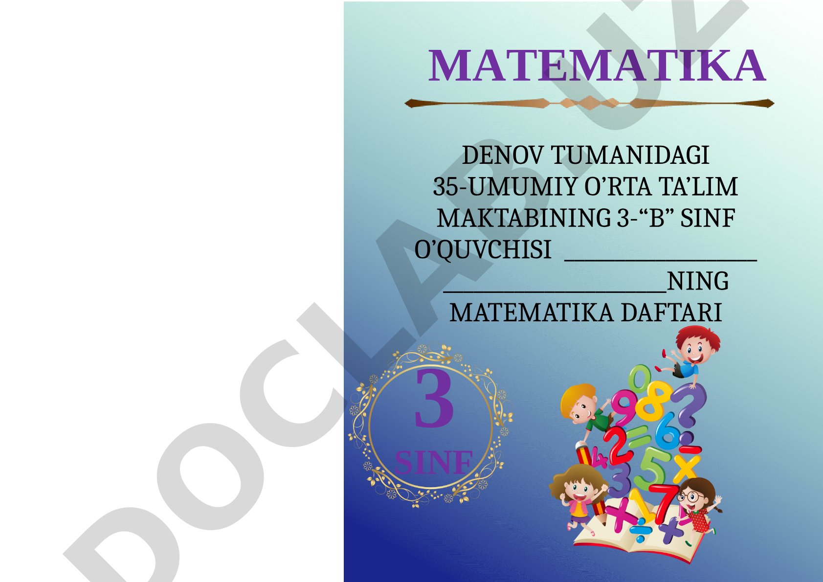 Matematika daftari 3-sinf