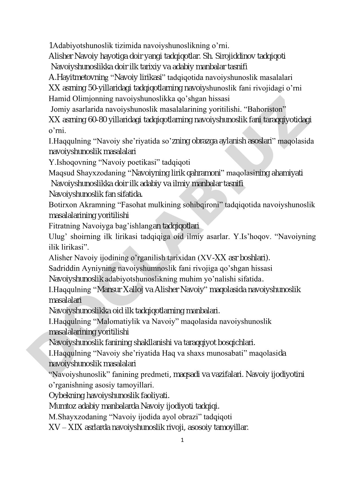 Adabiyotshunoslik tizimida navoiyshunoslikning o'rni