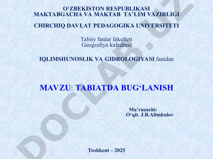 Tabiatda bug‘lanish