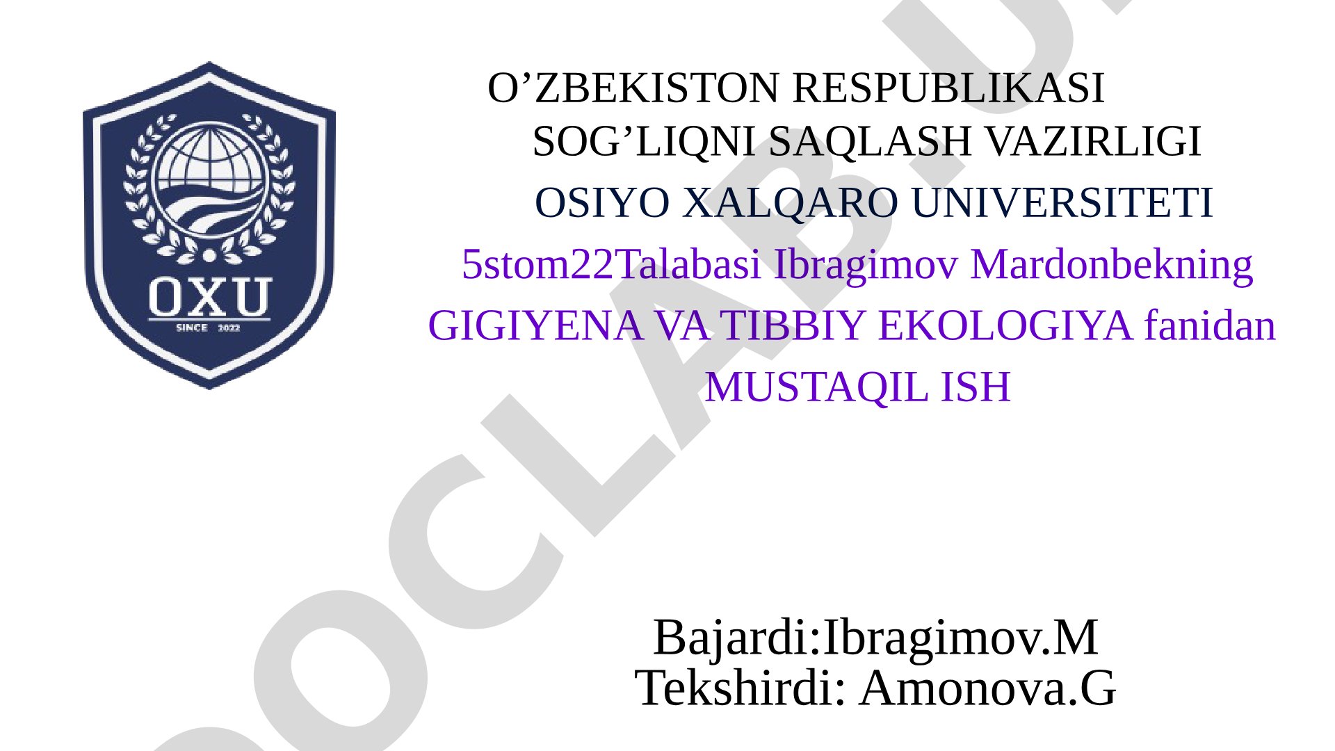 Organizimning C vitaminiga bo'lgan ehtiyojini baholash
