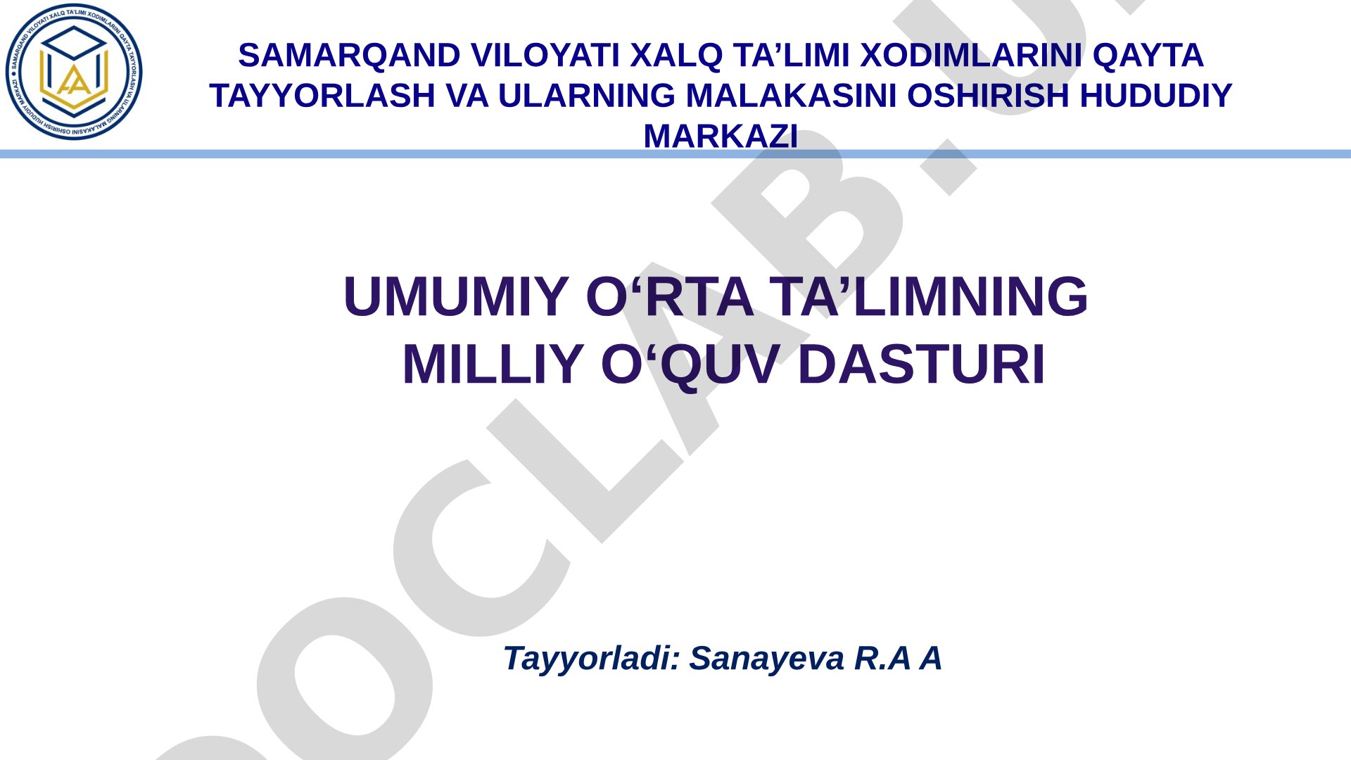 Umumiy o'rta ta'limning milliy o'quv dasturi