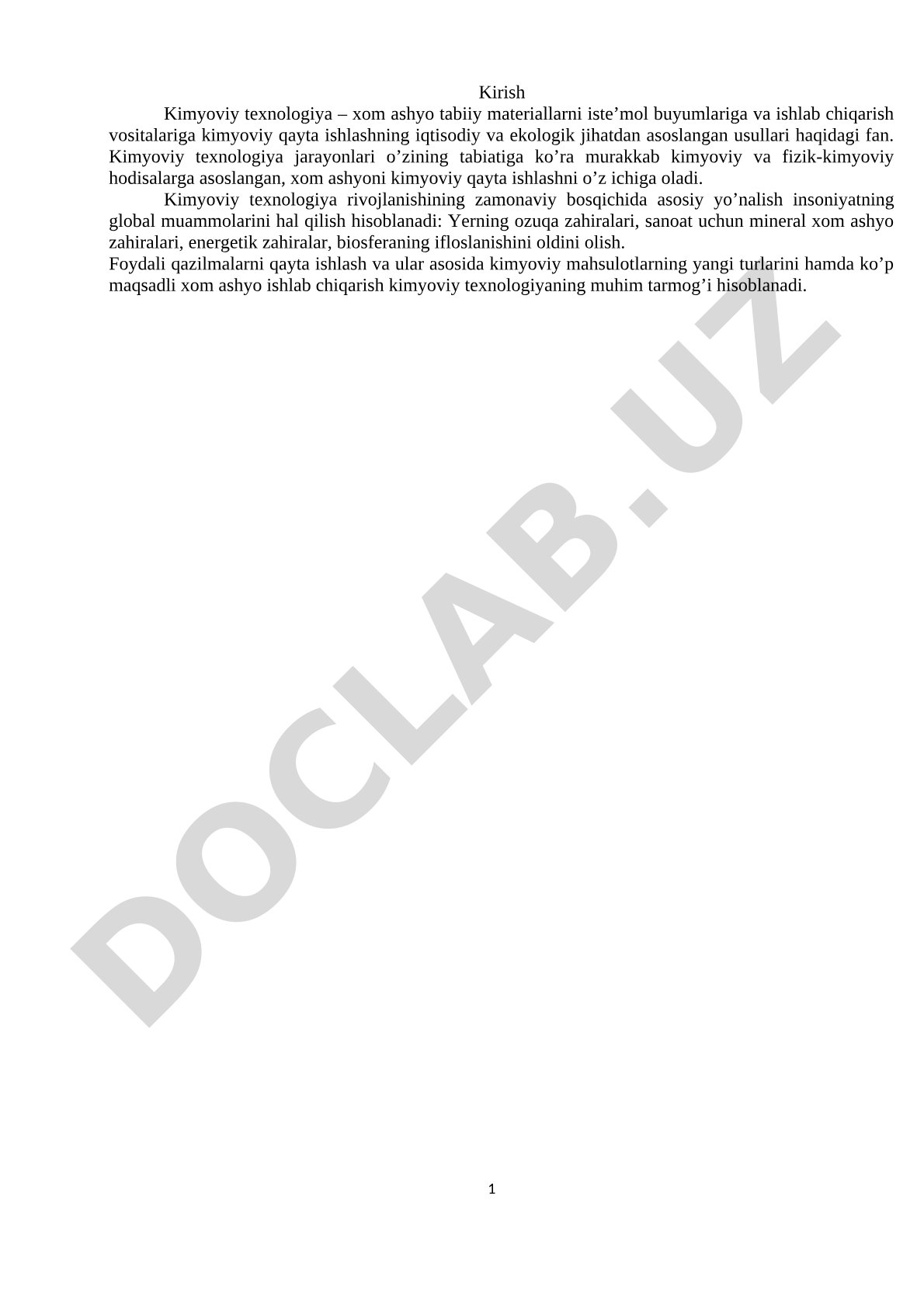 Kimyoviy texnologik ishlab chiqarishlarni ierarxik tashkil qilish va samaradorligini baholash mezonlari