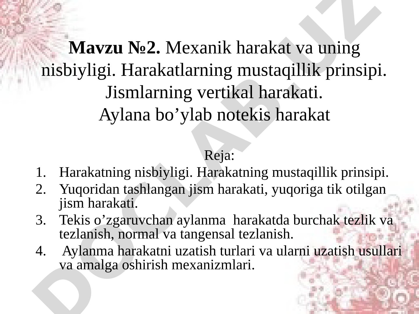 Mexanik harakat va uning nisbiyligi