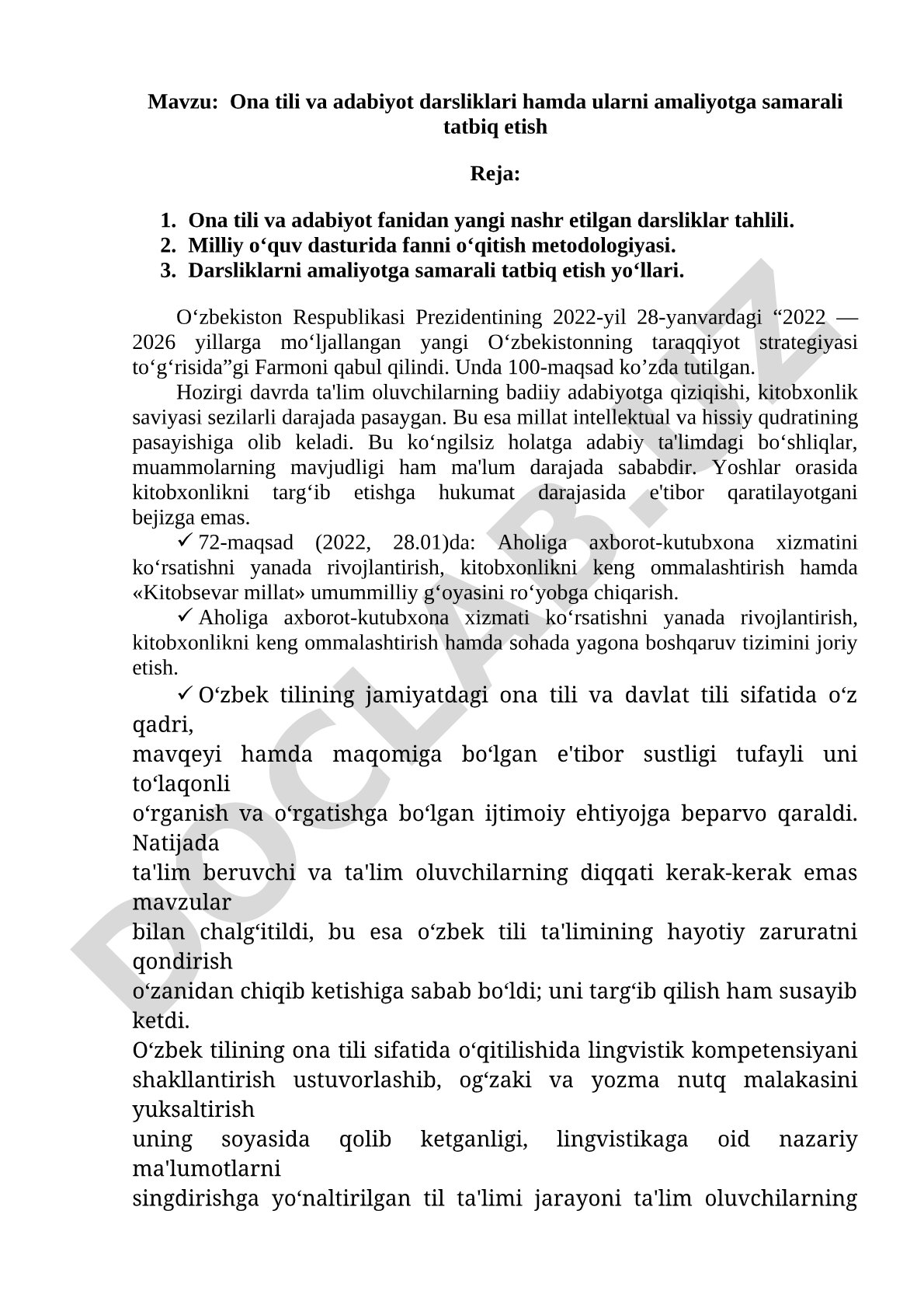 Ona tili va adabiyot darsliklari hamda ularni amaliyotga samarali tatbiq etish