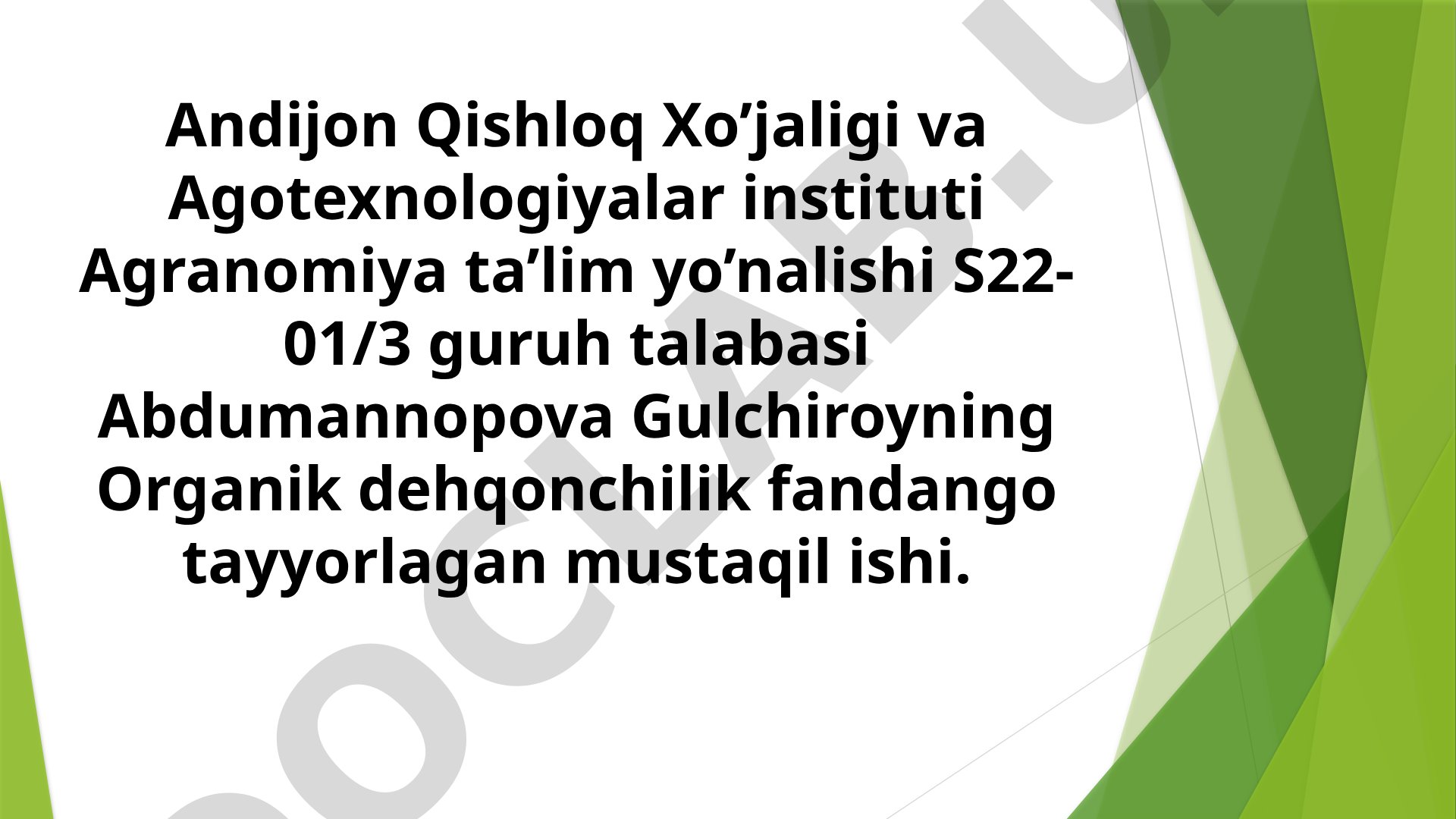 Organik dehqonchilik