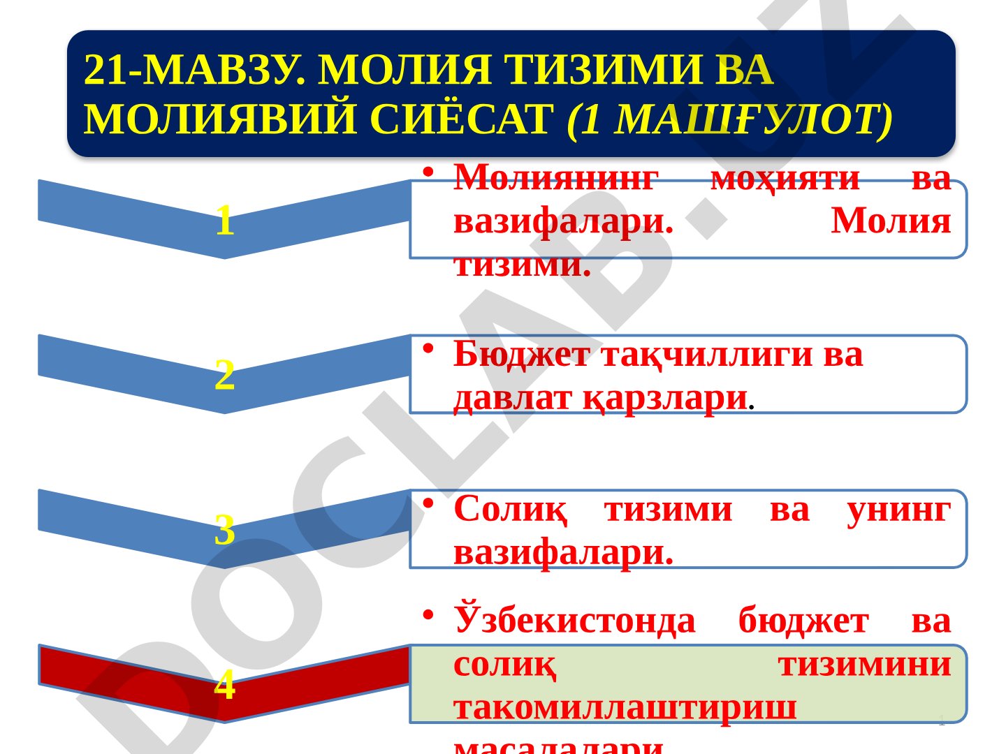 Молия тизими ва молиявий сиёсат