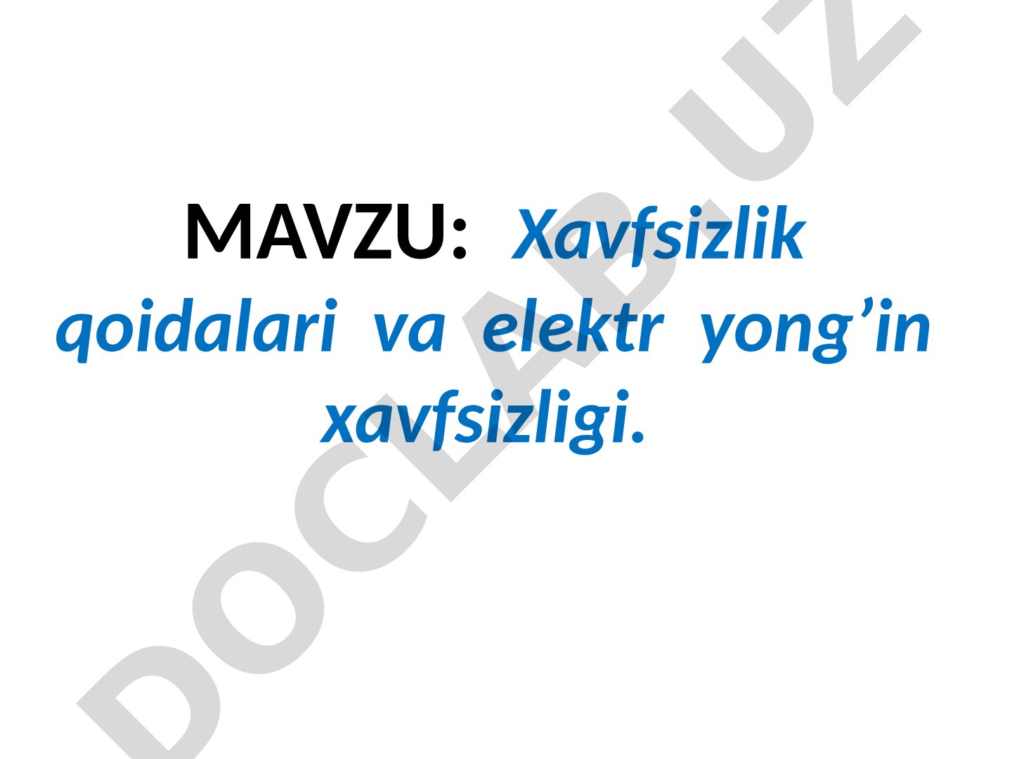 Xavfsizlik qoidalari va elektr yong’in xavfsizligi